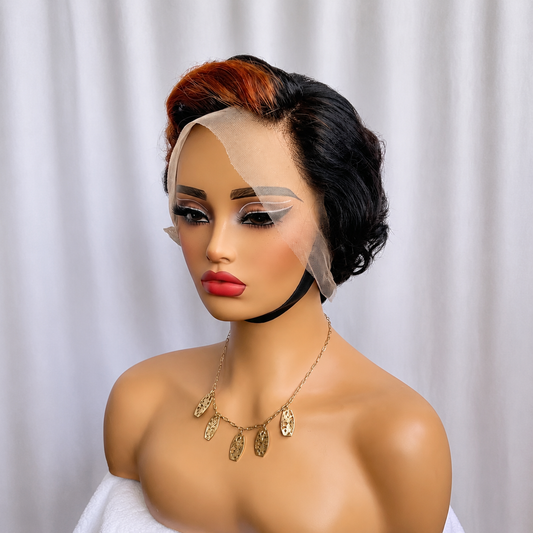 Ombre Pixie Cut Wig Human Hair Short 13×4 Lace Frontal Wig 6 Inch
