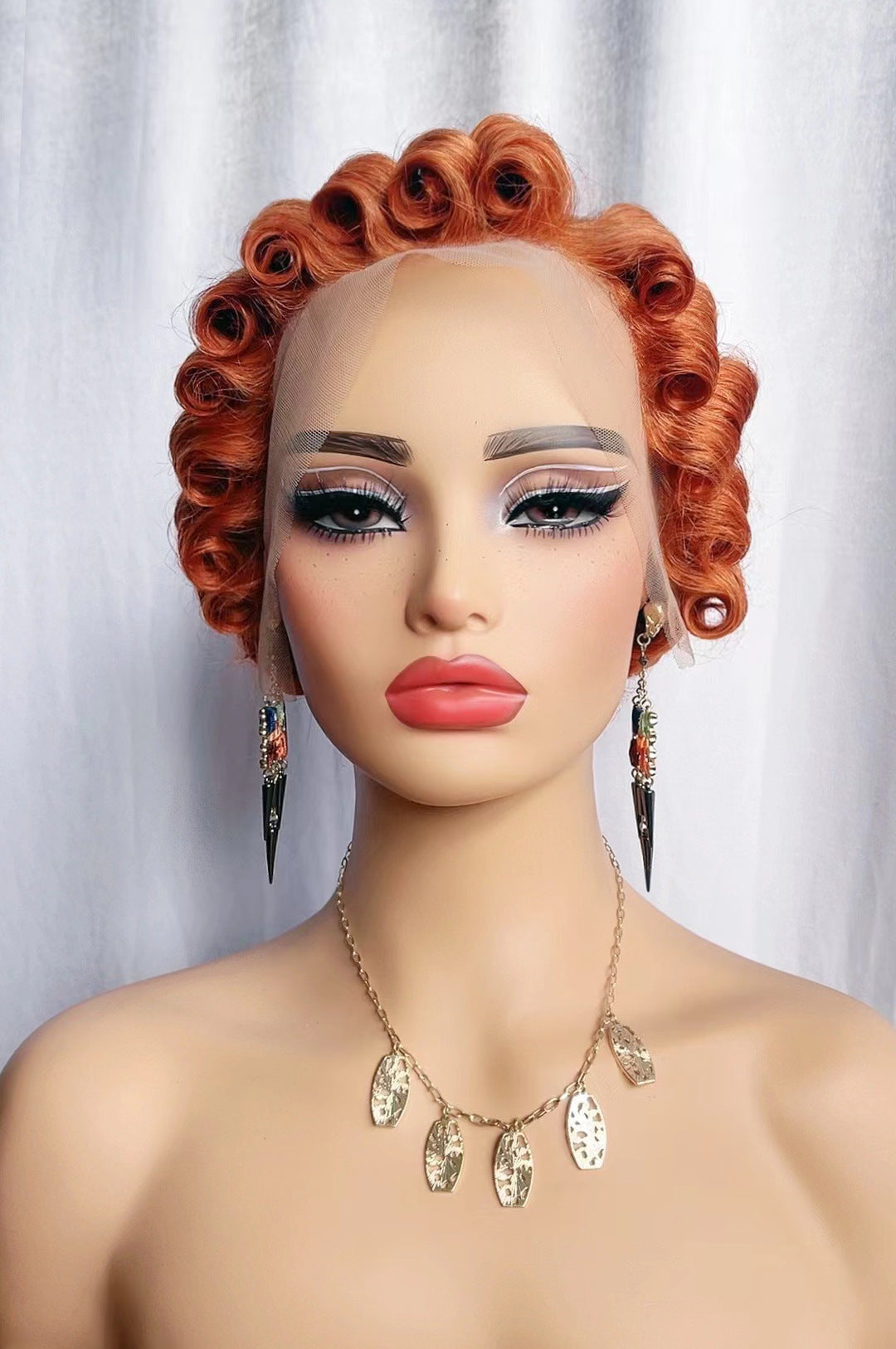Finger Waves Short Hair Pixie Cuts Wig Four Colour 99J 350 613 1B