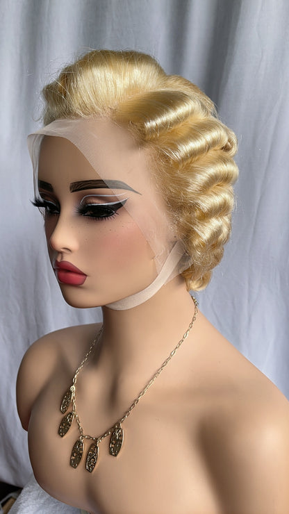 Finger Waves Short Hair Pixie Cuts Wig Four Colour 99J 350 613 1B