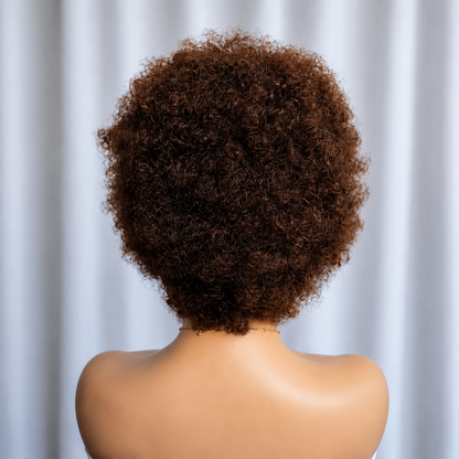 Afro Braided Wig Cornrow Ombre Brown Short Pixie Curly Wig 13x4 Lace Front Wig 8inch