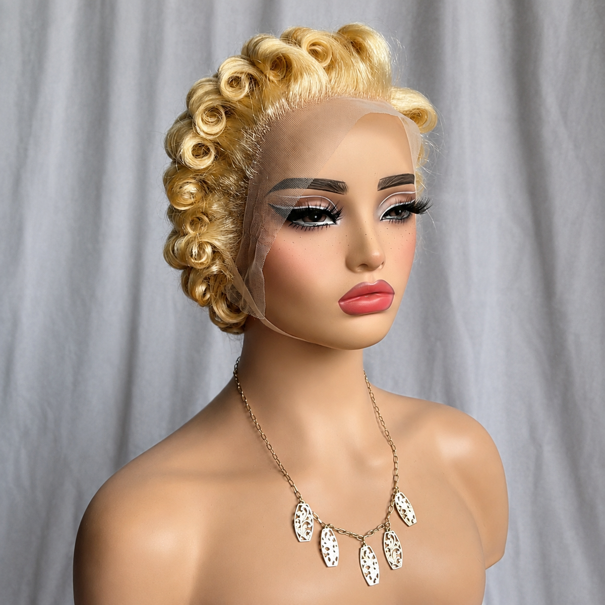 Blonde Finger Waves Short Hair Pixie Cuts Wig 613#