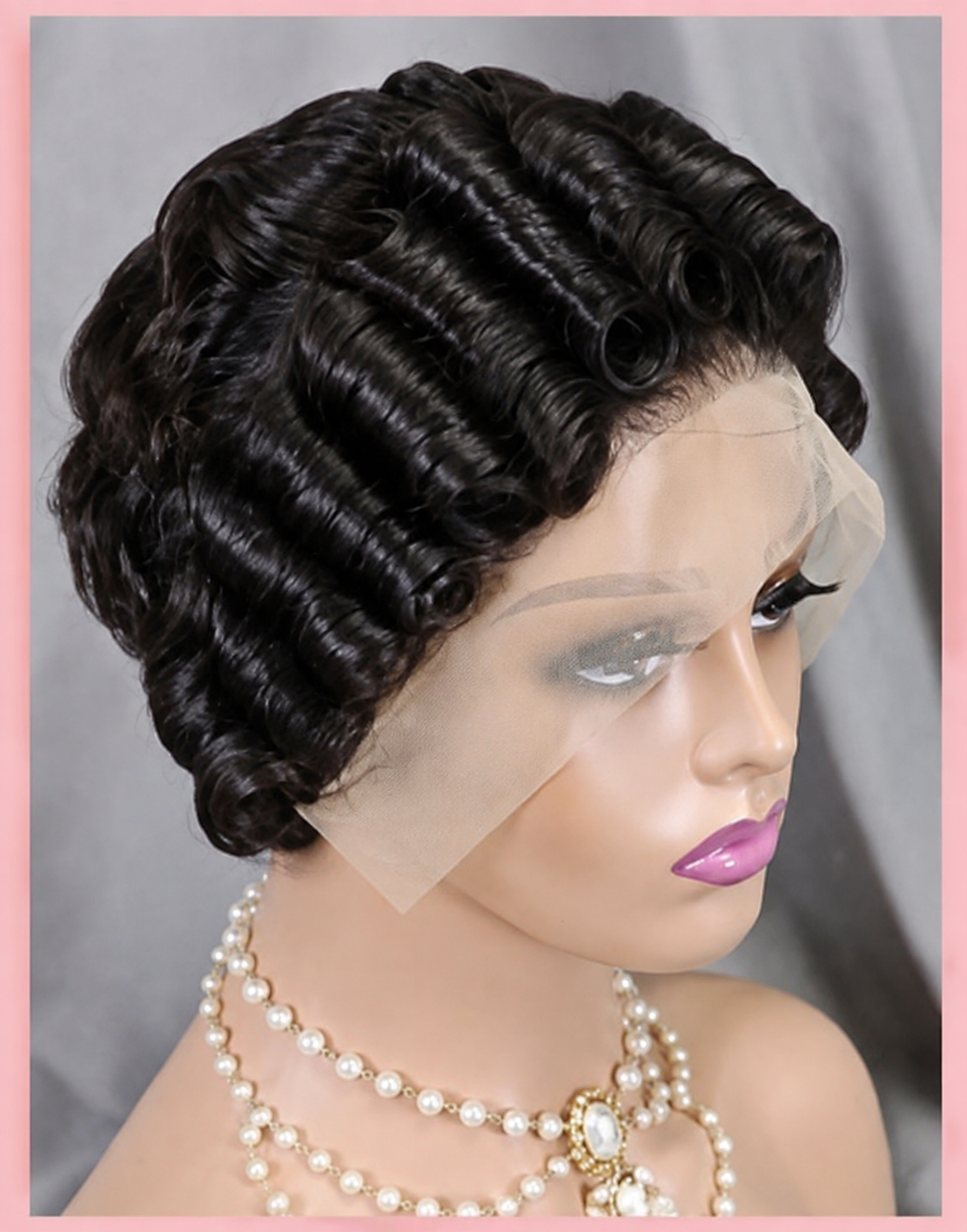 Finger Waves Short Hair Pixie Cuts Wig Four Colour 99J 350 613 1B