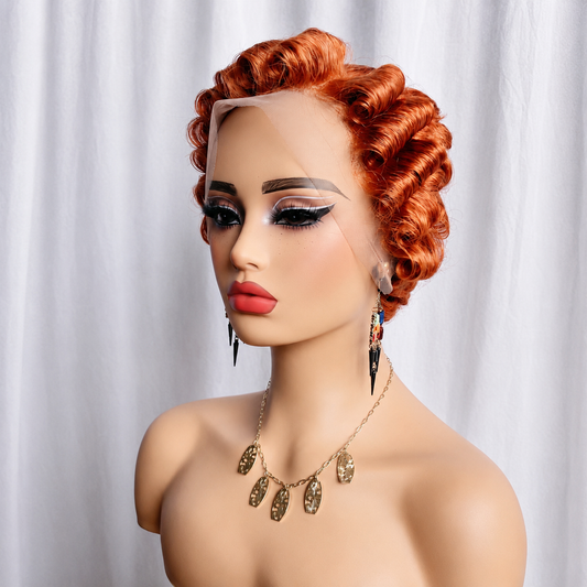 Ginger Finger Waves Short Hair Pixie Cuts Wig 350#