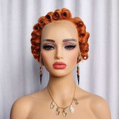 Ginger Finger Waves Short Hair Pixie Cuts Wig 350#