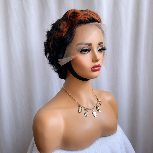 Ombre Pixie Cut Wig Human Hair Short 13×4 Lace Frontal Wig 6 Inch