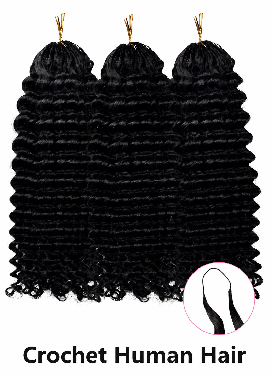 Deep Wave Curly Crochet Human Hair Miracle Knots 50g/pack