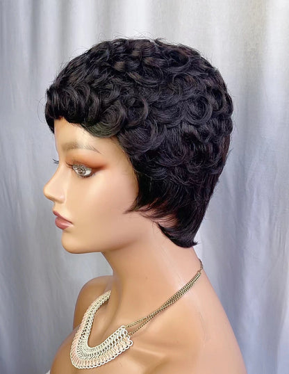 Pixie Cut Wig Human Hair Full Machine Wig