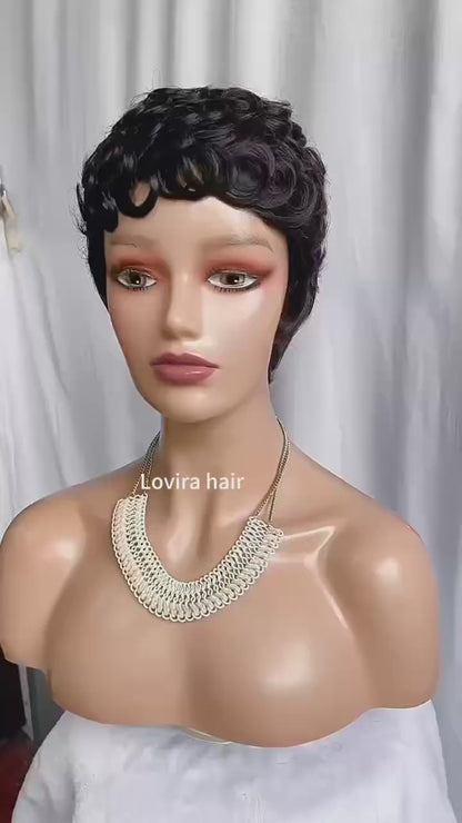 Pixie Cut Wig Human Hair Full Machine Wig